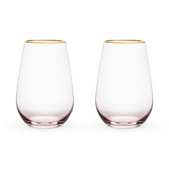 Rose Crystal Stemless Wine Glass Set of 2