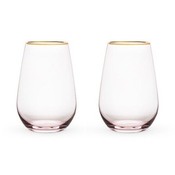 Rose Crystal Stemless Wine Glass Set of 2