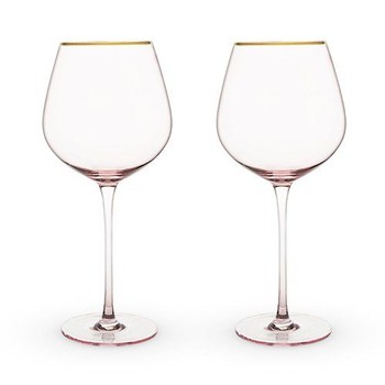 Rose Crystal Red Wine Glasses Set of 2