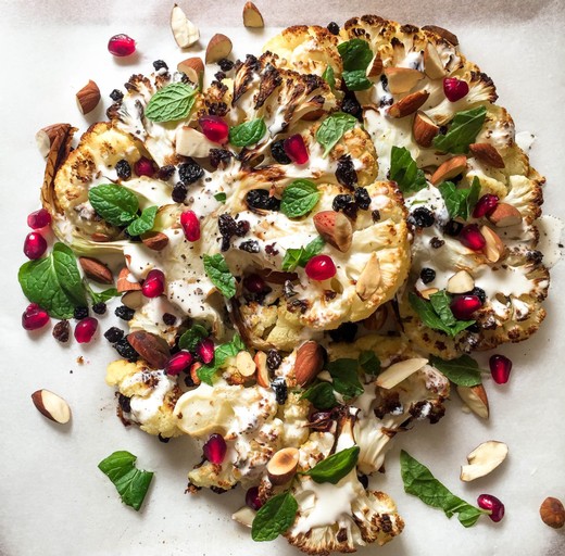 Roasted Cauliflower with Sultana Caper Vinaigrette