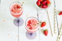 Strawberry Sorbet and Sparkling Wine Floats